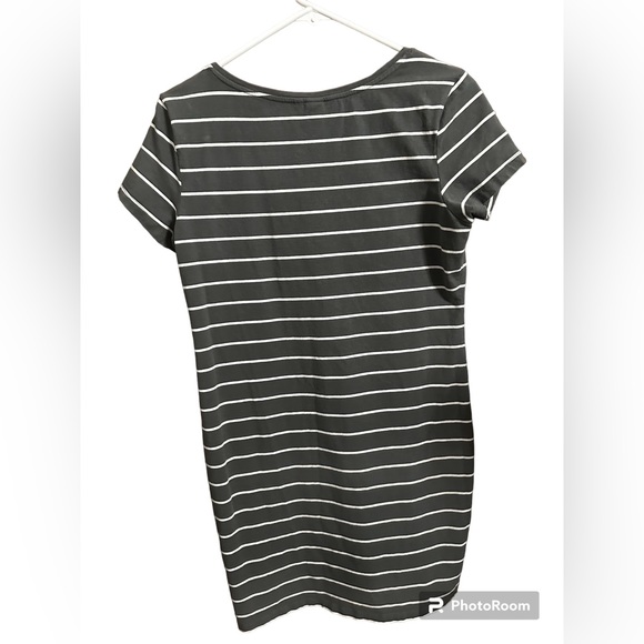 H&M jersey striped dress v neck basic dress Grey dress tee - Picture 4 of 6